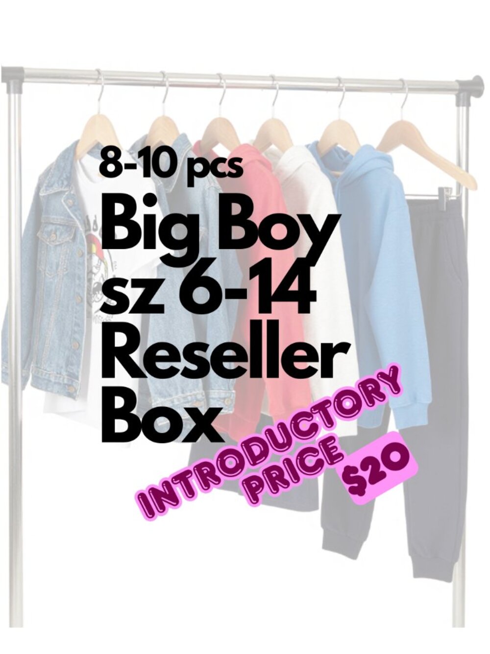 8-10pc Big Boys Clothing Lot. Sz 6T(S) - 14(XL) Reseller Inventory Box